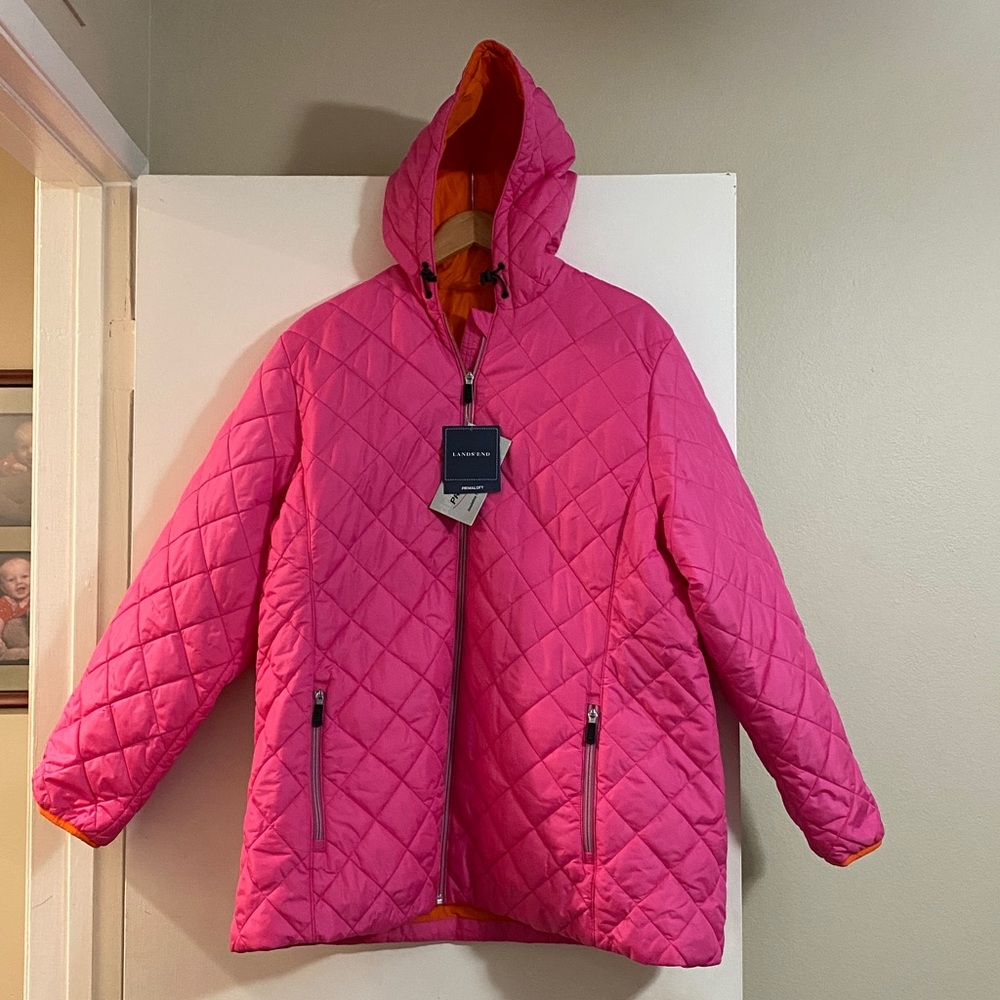 Lands' End Bold Pink Insulated Jacket With Hood